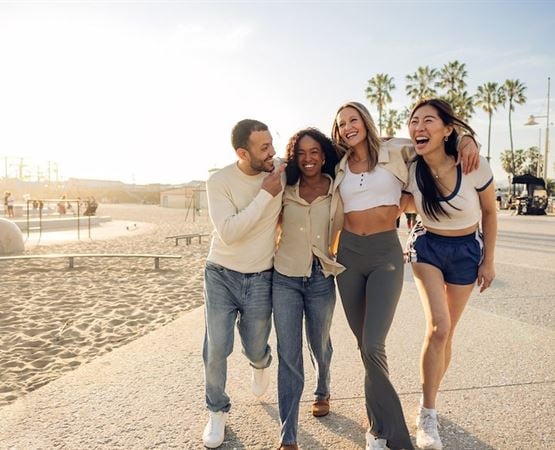 People walking at Santa Monica CA